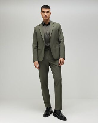 Khaki Skinny Fit Suit Jacket
