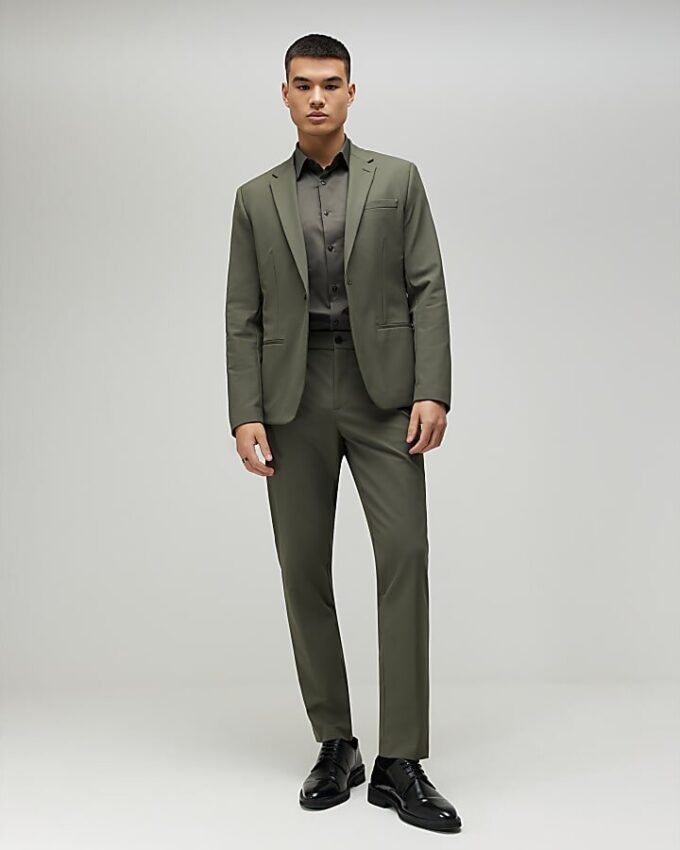 Khaki Skinny Fit Suit Jacket