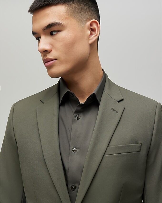 Khaki Skinny Fit Suit Jacket