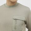 Khaki Slim Fit Nylon Pocket Sweatshirt