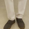 Khaki Suede Buckle Loafers