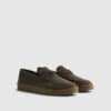 Khaki Suede Buckle Loafers