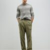 Khaki Twill Wide Leg Trousers