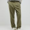 Khaki Twill Wide Leg Trousers