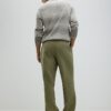 Khaki Twill Wide Leg Trousers