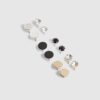 Metal Multi Crystals Pack Of 6 Earrings