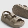 Mini Boys Beige Moulded Double Strap Sliders
