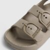 Mini Boys Beige Moulded Double Strap Sliders