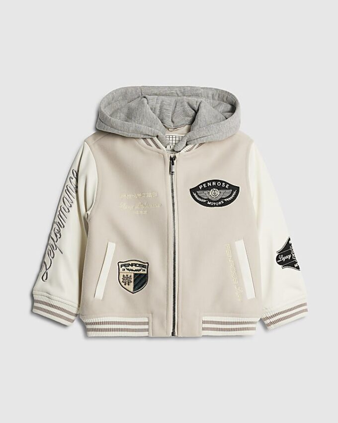 Mini Boys Beige Penrose Badge Bomber Jacket