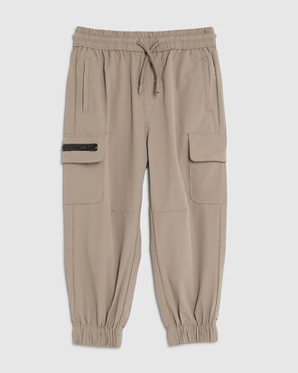 Mini Boys Beige Zip Cargo Trousers