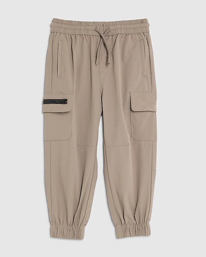 Mini Boys Beige Zip Cargo Trousers Mini Boys Beige Zip Cargo Trousers
