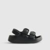 Mini Boys Black Moulded Double Strap Sliders