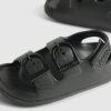 Mini Boys Black Moulded Double Strap Sliders