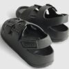 Mini Boys Black Moulded Double Strap Sliders