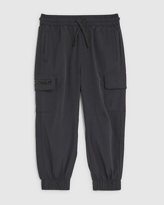 Mini Boys Black Zip Cargo Trousers