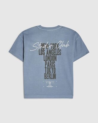 Mini Boys Blue Oversized Ombre Studio T-Shirt