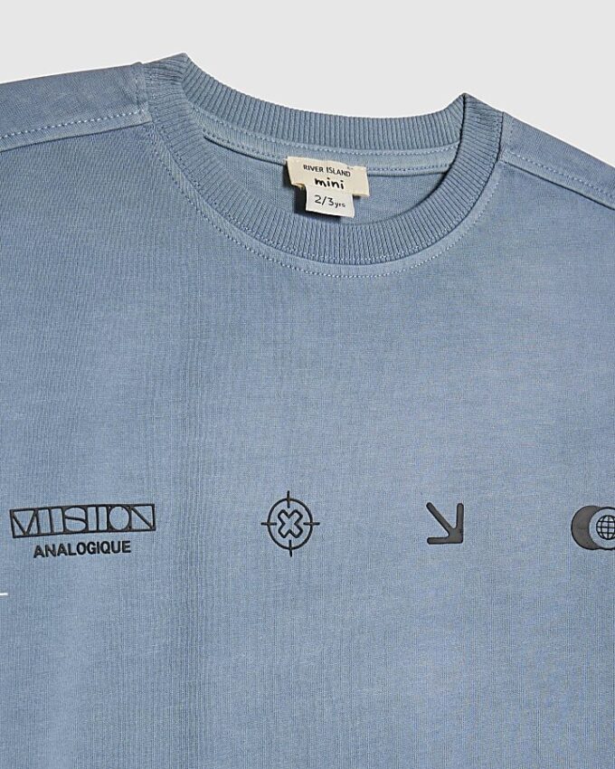 Mini Boys Blue Oversized Ombre Studio T-Shirt