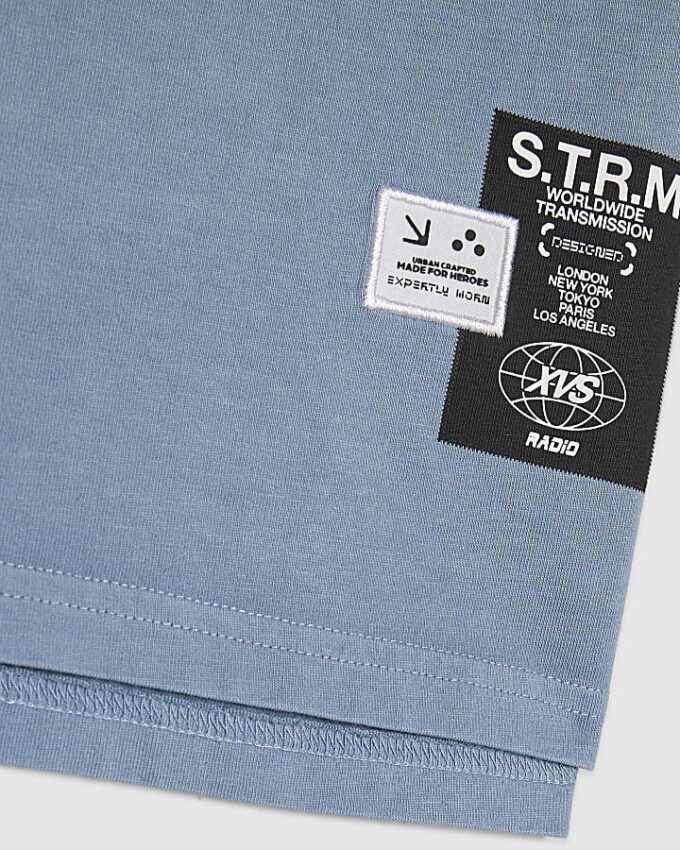 Mini Boys Blue Oversized Ombre Studio T-Shirt