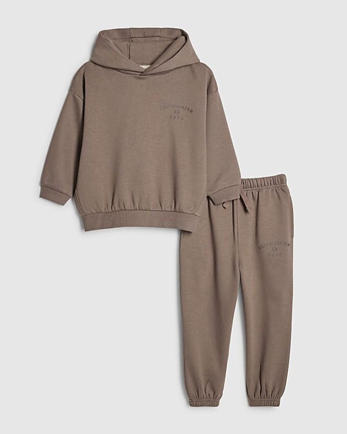 Mini Boys Brown Essentialism Hoodie Set