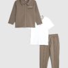 Mini Boys Brown Jacket 3 Piece Set Mini Boys Brown Jacket 3 Piece Set