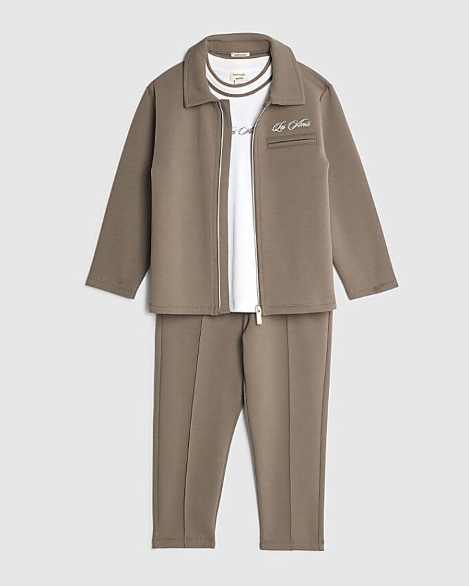 Mini Boys Brown Jacket 3 Piece Set Mini Boys Brown Jacket 3 Piece Set