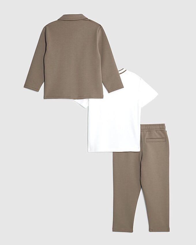 Mini Boys Brown Jacket 3 Piece Set Mini Boys Brown Jacket 3 Piece Set