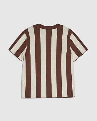 Mini Boys Brown Stripe Football T-Shirt