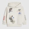 Mini Boys Cream Japanese Bird Print Hoodie