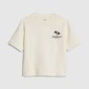 Mini Boys Cream Textured Palm Tree T-Shirt