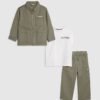 Mini Boys Green Twill Shirt 3 Piece Set