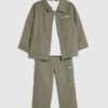 Mini Boys Green Twill Shirt 3 Piece Set