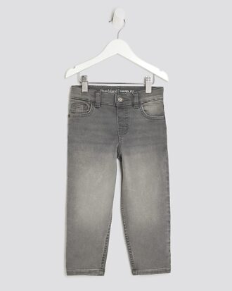 Mini Boys Grey Stretch Tapered Jeans