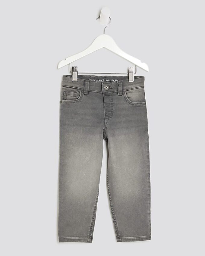 Mini Boys Grey Stretch Tapered Jeans
