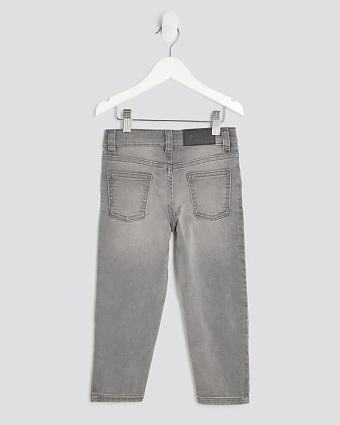 Mini Boys Grey Stretch Tapered Jeans