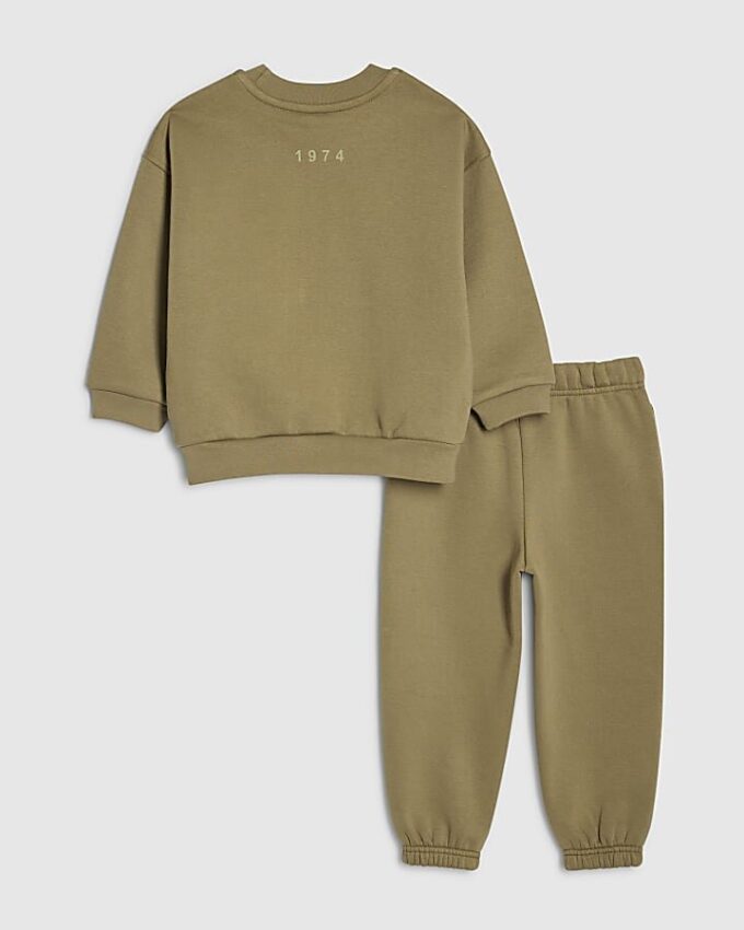 Mini Boys Khaki Essentialism Sweatshirt Set Mini Boys Khaki Essentialism Sweatshirt Set