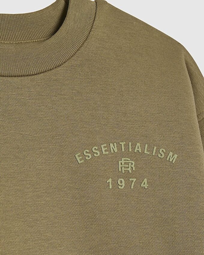 Mini Boys Khaki Essentialism Sweatshirt Set Mini Boys Khaki Essentialism Sweatshirt Set