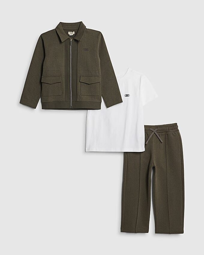Mini Boys Khaki Textured Harrington Set Mini Boys Khaki Textured Harrington Set