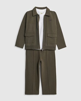 Mini Boys Khaki Textured Harrington Set