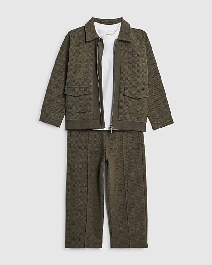Mini Boys Khaki Textured Harrington Set Mini Boys Khaki Textured Harrington Set