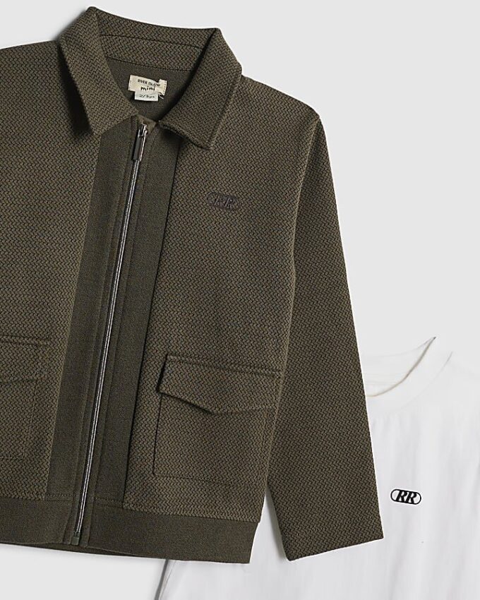 Mini Boys Khaki Textured Harrington Set Mini Boys Khaki Textured Harrington Set