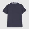 Mini Boys Navy Check Collar Polo Shirt