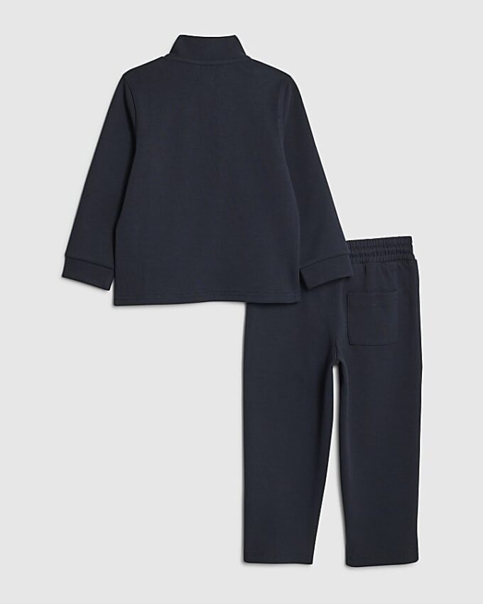 Mini Boys Navy Zip Funnel Sweatshirt Set Mini Boys Navy Zip Funnel Sweatshirt Set