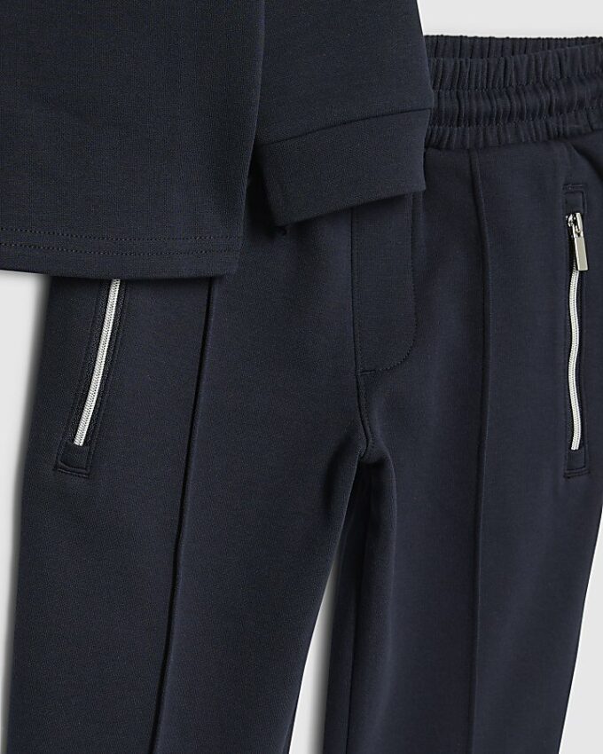 Mini Boys Navy Zip Funnel Sweatshirt Set Mini Boys Navy Zip Funnel Sweatshirt Set