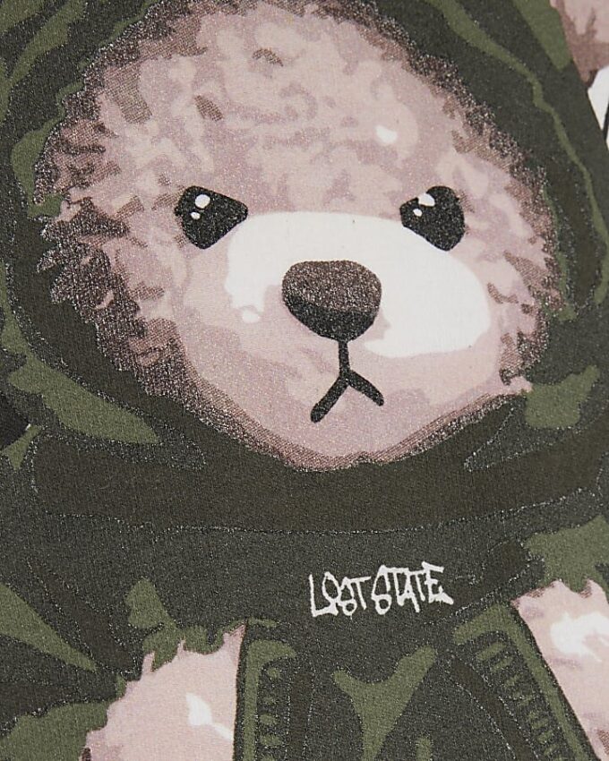 Mini Boys White Grafitti Bear T-shirt