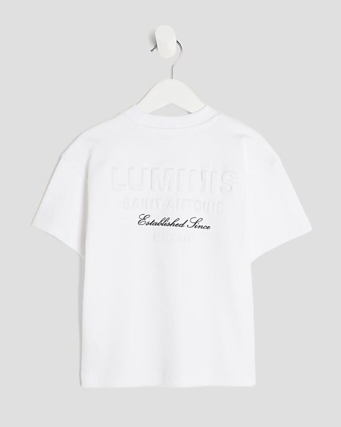 Mini Boys White Luminis Back Print T-Shirt