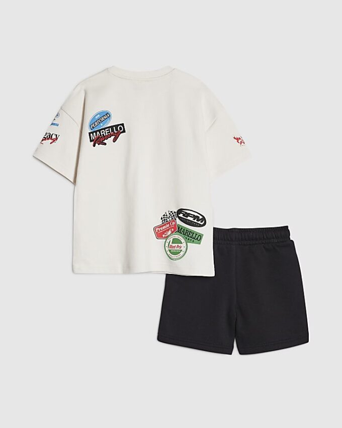 Mini Boys White Motorsport T-Shirt Set Mini Boys White Motorsport T-Shirt Set