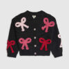 Mini Girls Black 3D Bow Cardigan