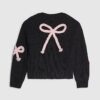 Mini Girls Black 3D Bow Cardigan