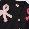 Mini Girls Black 3D Bow Cardigan