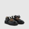 Mini Girls Black Bow Straps Mary Jane Shoes